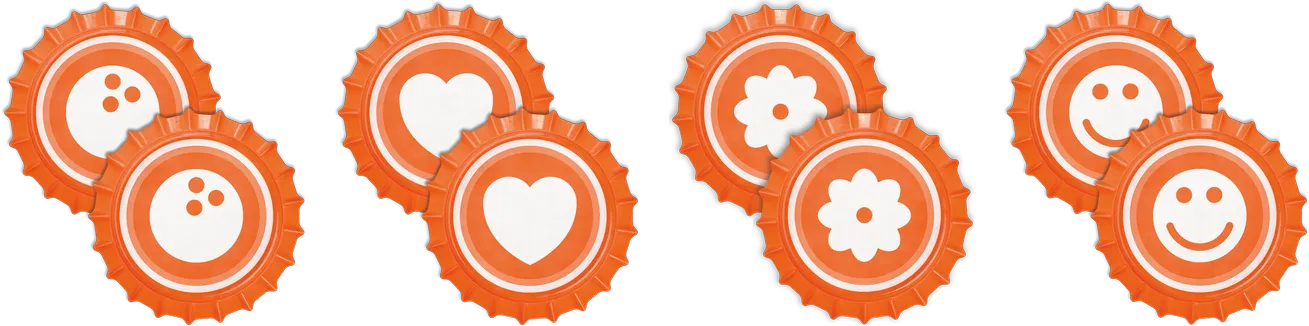 Les 2 capsules de chaques équipes du jeu 111, soit les Fleurs, les Coeurs, les Bowling et les Smiley